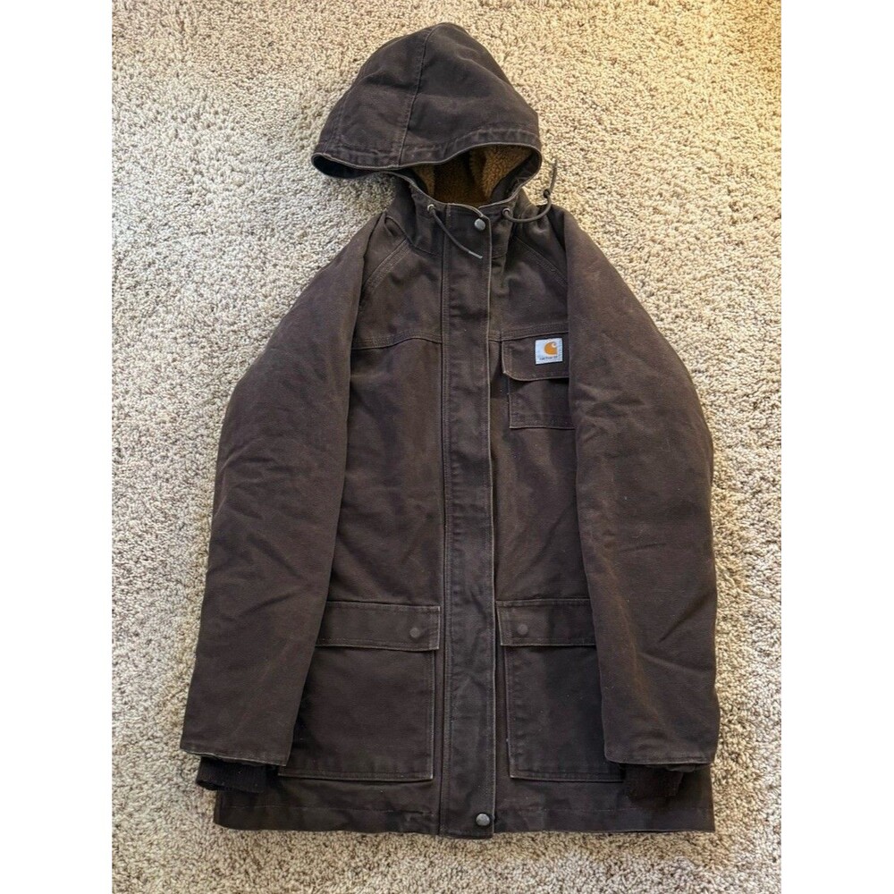 CARHARTT 102248 Women’s M 8 10 Brown Fleece Sherpa Lined Caldwell Jacket